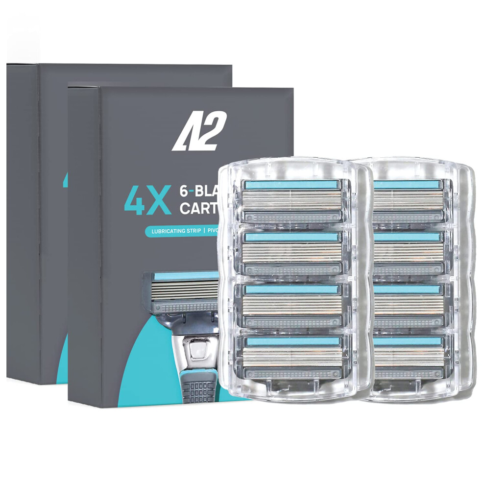 Men's Razor Blade Refills with Aloe Lubricating Strip for Close Smooth Shave, Swedish Steel 6Blade