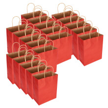 Sacs cadeaux écologiques, sacs cadeaux rouges en papier kraft recyclable avec poignées, conception durable, poignées en papier torsadé, fond