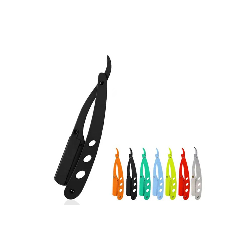 Black Professional Straight Razor For Men With Stainless Steel Blade, Close Shaving Barber Razor