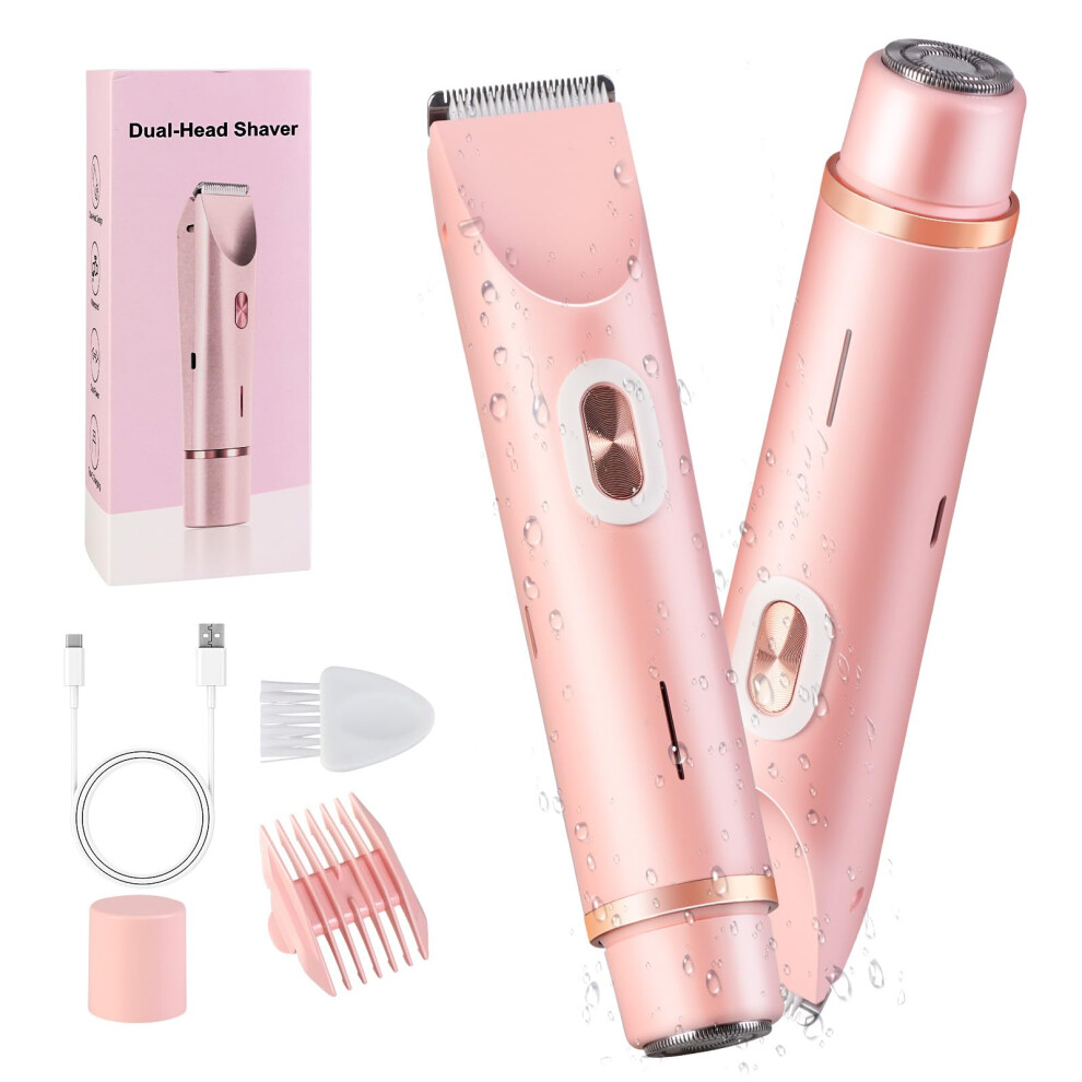 Bikini Trimmer for Women Waterproof Dual Head Electric Shaver Painless Hair Removal USB Rechargeable