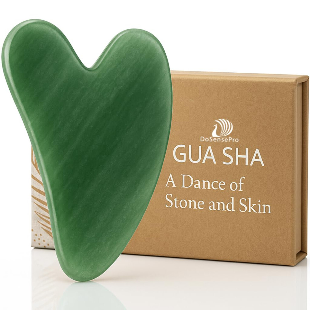 Gua Sha Facial Tool Xiuyan Jade Face Massager for Sculpting, Puffiness Relief and Skin Glow