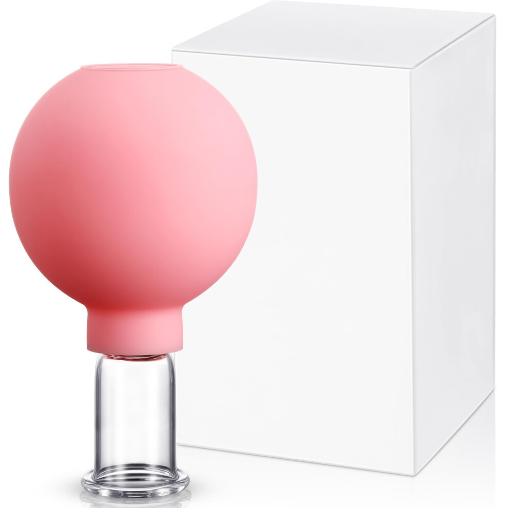 Facial Cupping Set Pink Glass and Silicone Cups for Blood Circulation, Muscle Relaxation 0.65in