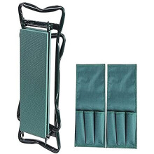 Garden Kneeler Seat 2 in 1 Foldable Stool with EVA Foam Pad and Tool Bag for Outdoor Gardening