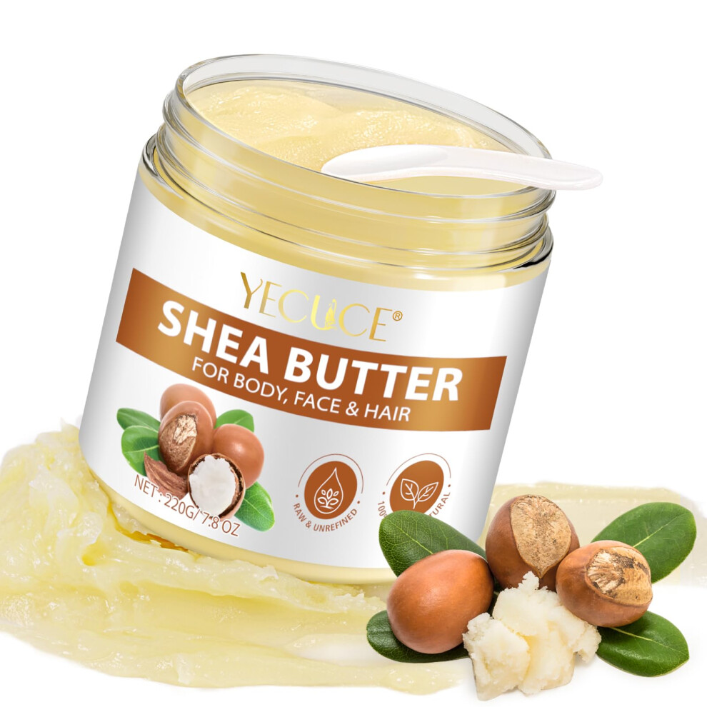 Organic Raw Unrefined Shea Butter for Skin and Hair Moisturizer, Deep Hydration and