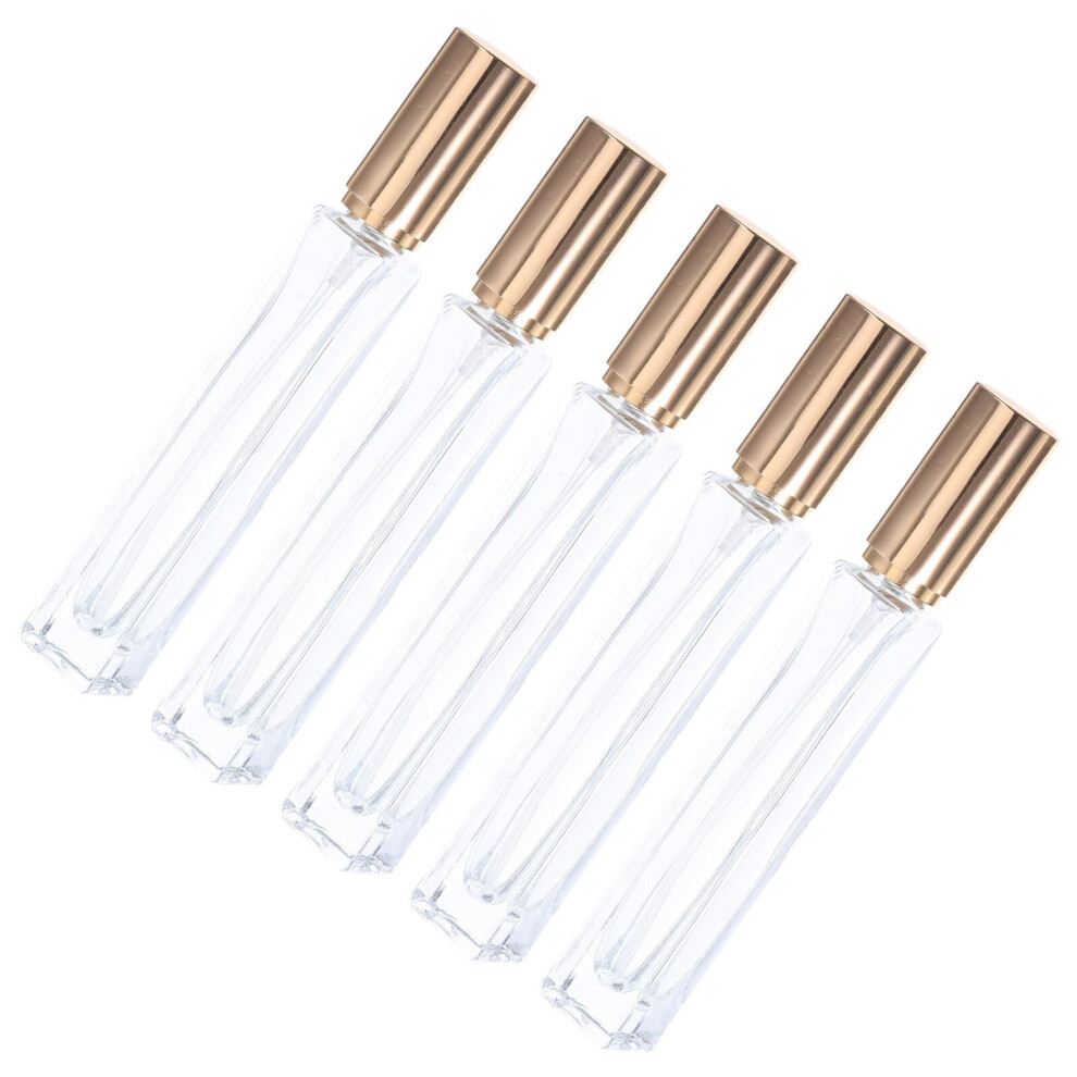Golden 5Pcs Mini Glass Perfume Spray Bottles With Lid Refillable Travel Atomizers For Fragrance