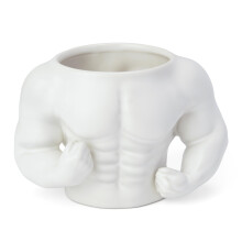 3D Muscle Coffee Mug Funny Gym Workout Cup Novelty Fitness Gift for Men and Women White