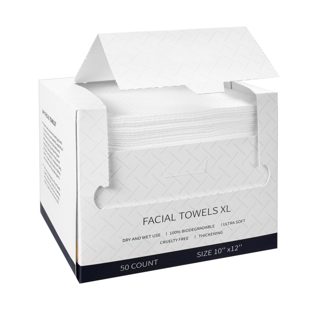 Extra Large Disposable Face Towels Ultra Soft DoubleSided Biodegradable Cleansing Wipes 50 Pack