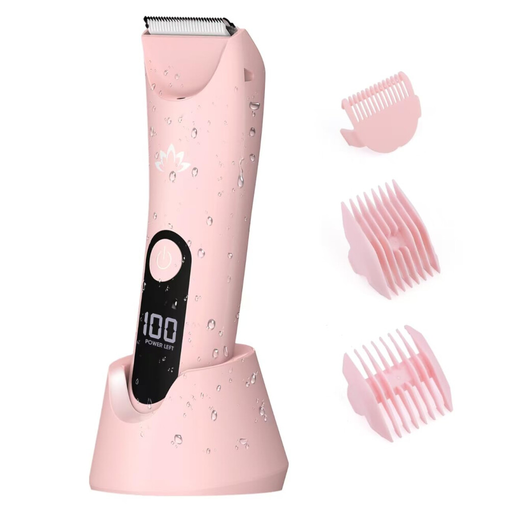 Bikini Trimmer for Women, Painless Waterproof Electric Shaver with LED Light USB Rechargeable
