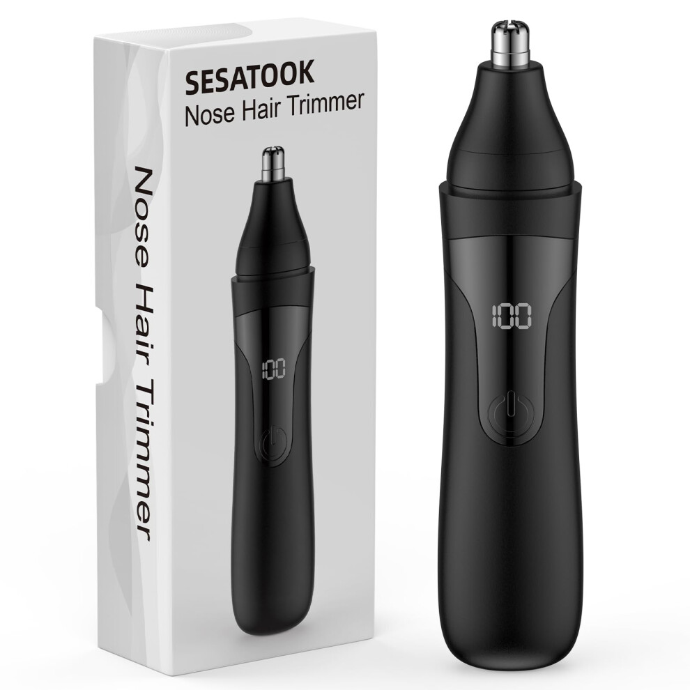 Black Rechargeable Nose And Ear Hair Trimmer With 360 Dualedge Blades Waterproof Easy Clean