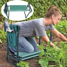 Folding Garden Kneeler Bench with Soft EVA Kneeling Pad and Tool Pouches for Gardening Enthusiasts