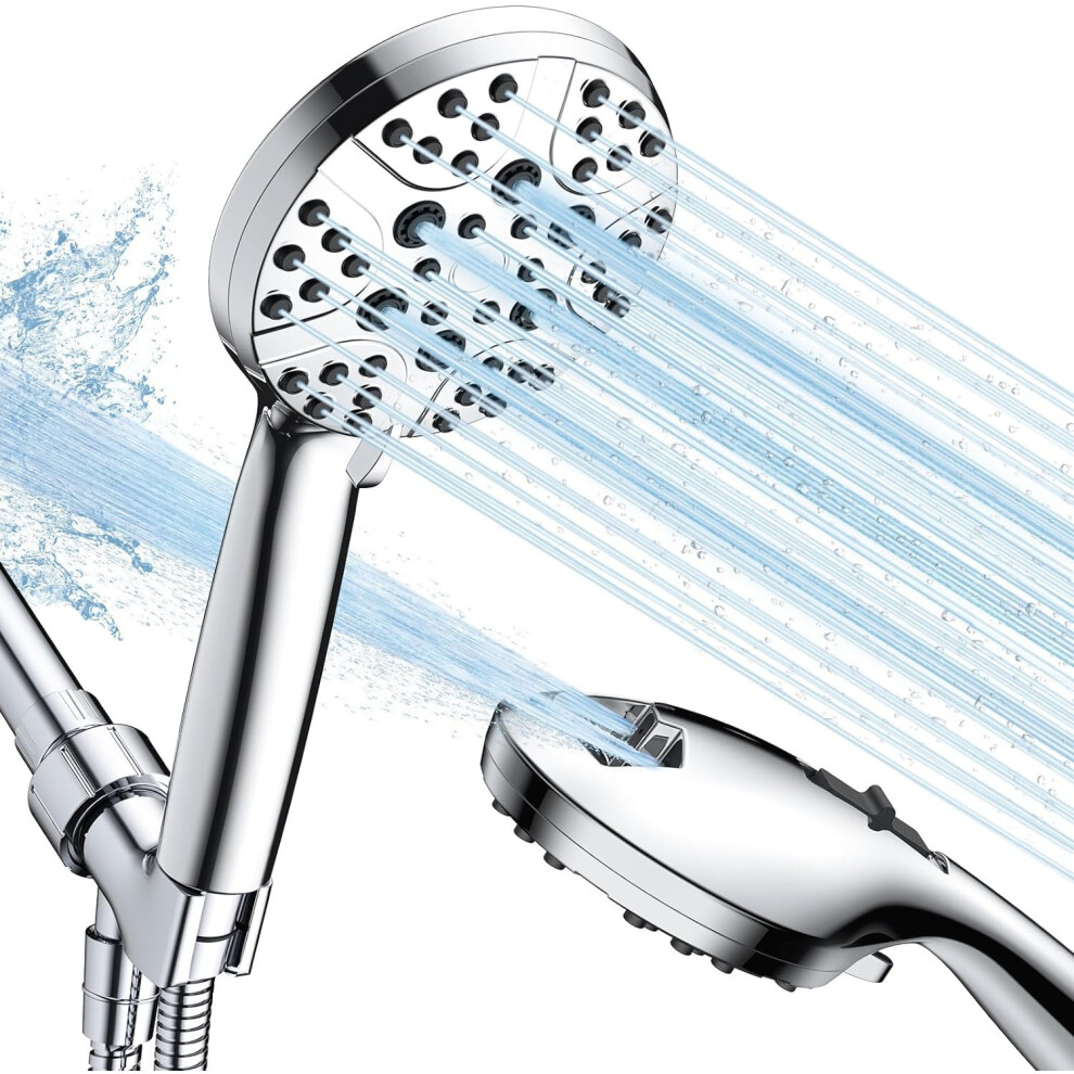 Pressure Handheld Shower Head 2Function Pause Mode Anticlog Nozzles Leakproof Hose Metal Bracket Universal Fit 9119770755872