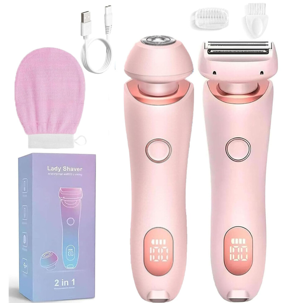 Electric Shaver for Women 2in1 Wet and Dry Waterproof Razor with Removable Head Bikini Trimmer