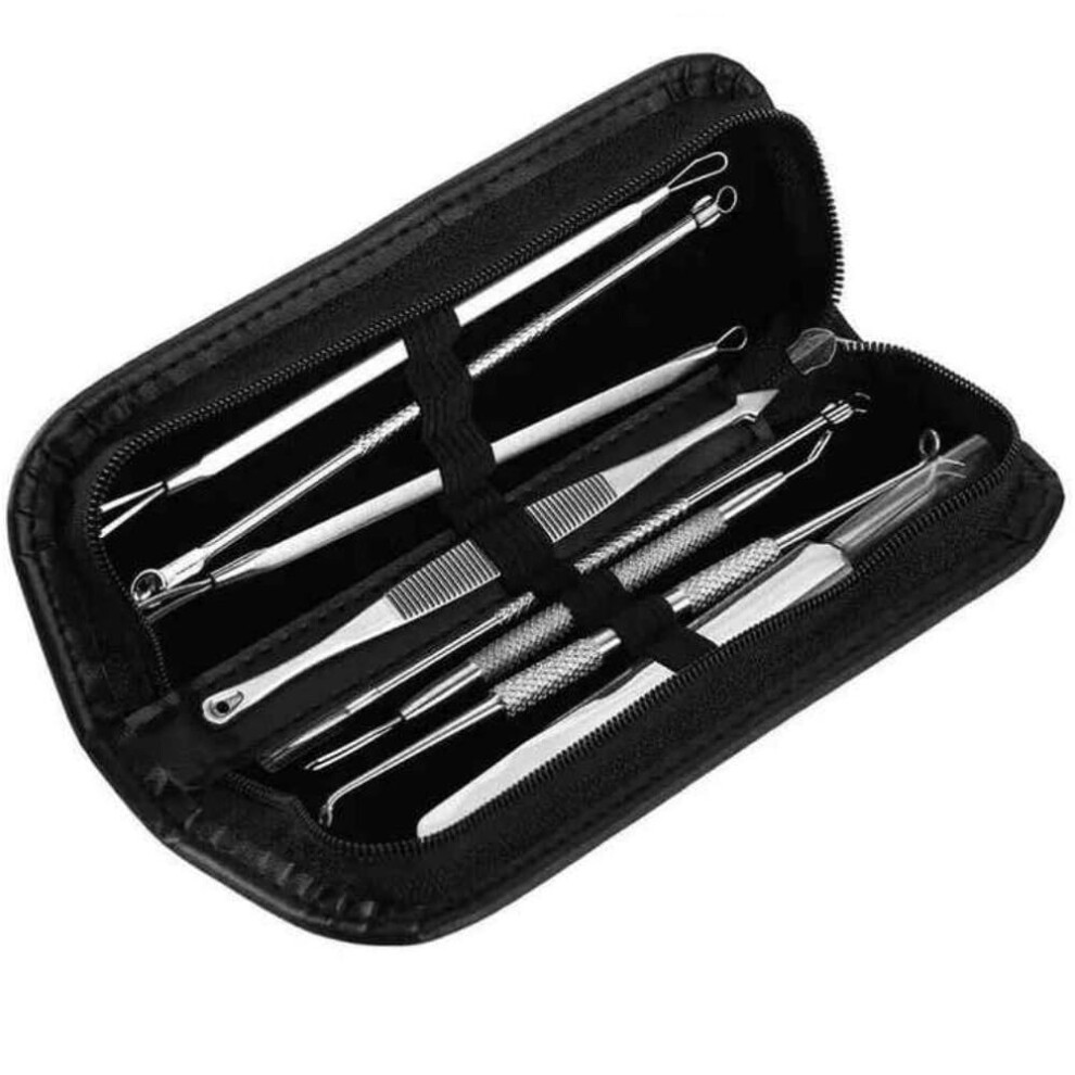 Blackhead Remover Stainless Steel Pimple Extractor Kit with Precision Comedone Removal Tweezer