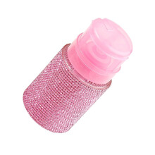 Pink Refillable Nail Polish Remover Pump Bottle with Lockable Leakproof Lid and Easy OneHand Pump