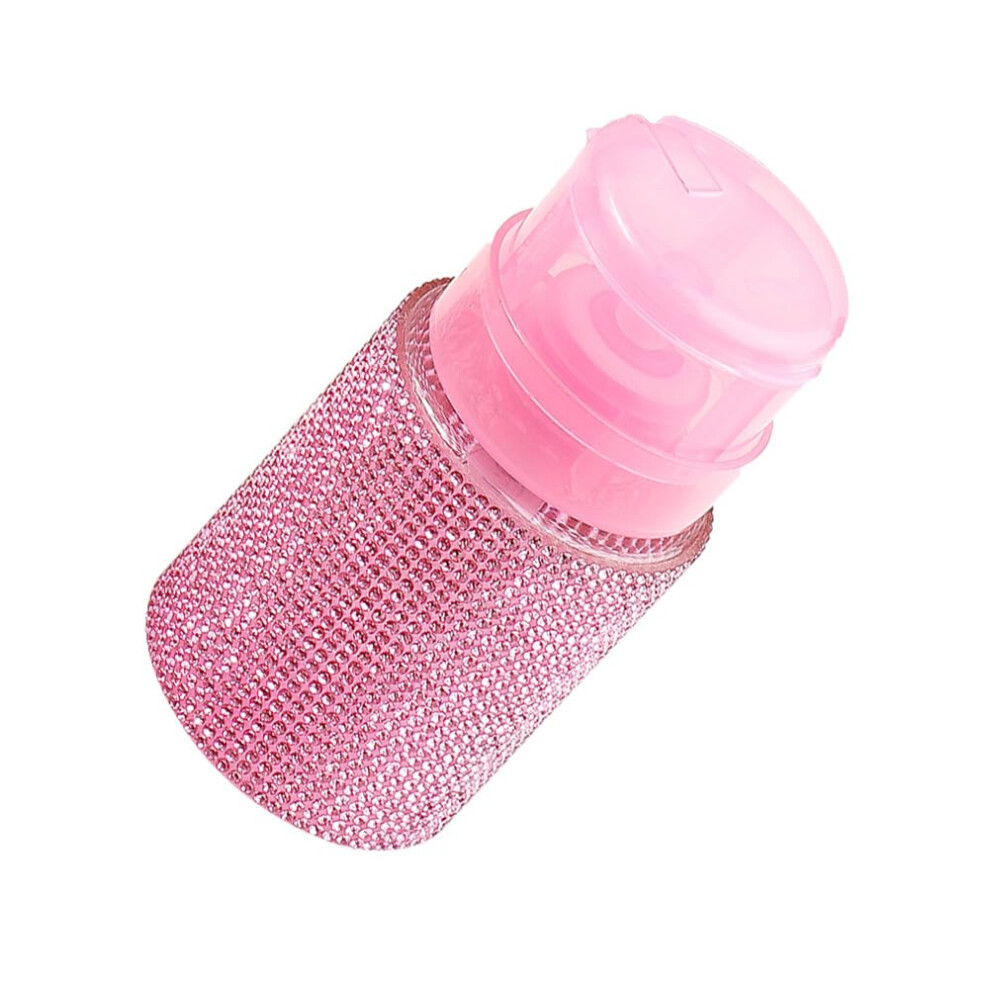 Pink Refillable Nail Polish Remover Pump Bottle with Lockable Leakproof Lid and Easy OneHand Pump