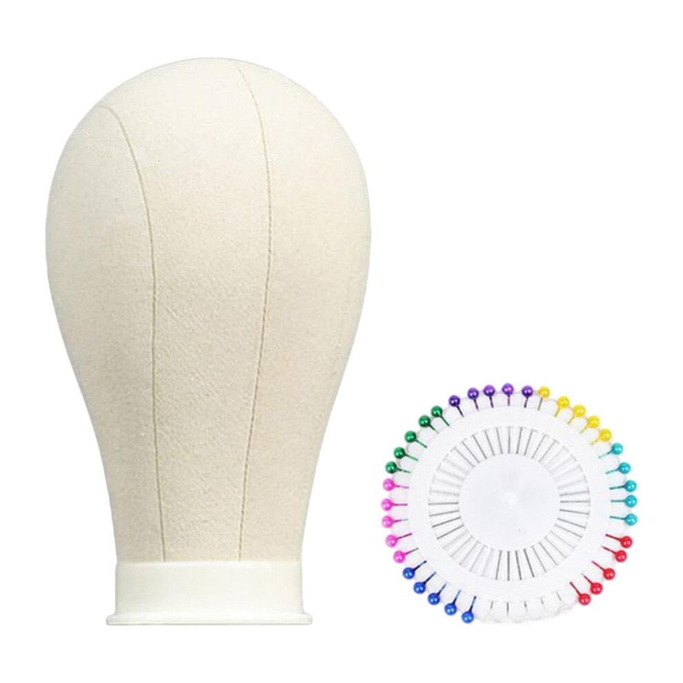 Canvas Wig Head 53cm with 40 Pins for Styling and Display, Professional Mannequin Head for Wigs