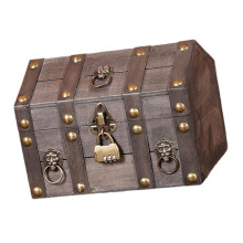 Pirate Treasure Chest Wooden Decorative Trunk Gray 24x17x18cm With Combination Lock