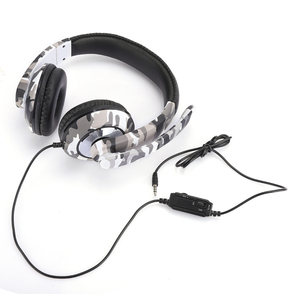 Over Ear Headphones With Mic Camouflage Print Foldable Structure Immersive Gaming Experience Breathable Fabric Ear Pads, Tangle Free Cable Multi Devic 9416038574979
