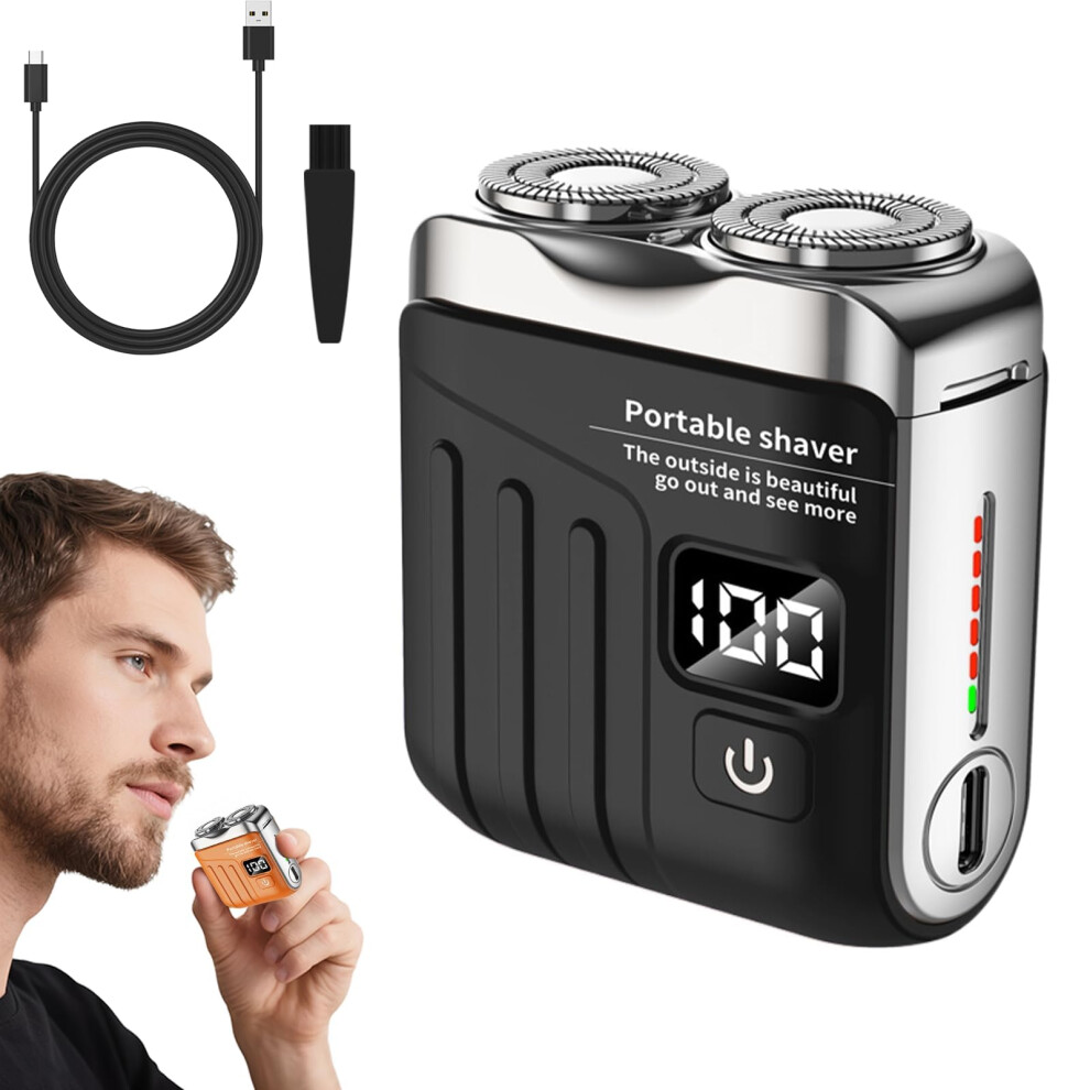 Electric Shaver USBC Rechargeable DualHead Waterproof Razor with Precision Blades for Travel