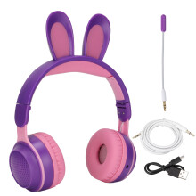 Căști drăguțe cu urechi de pisică pentru copii, conectivitate Bluetooth pentru școală, călătorii, învățare online (roz)