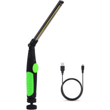 Innovativa lampada da lavoro ricaricabile a LED COB con base magnetica e design pieghevole USB, ideale per avventurieri e appassionati di bricolage.