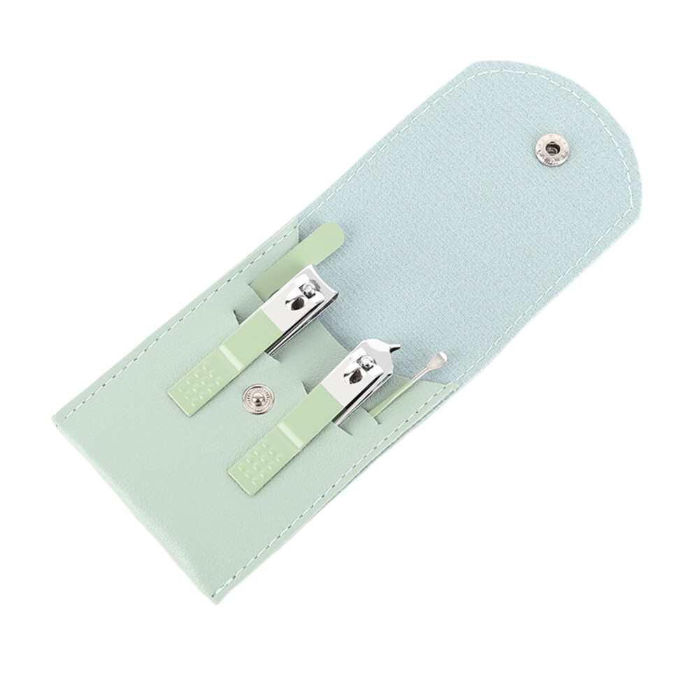 4 Pcs Professional Manicure Set with Angled Nail Clippers for Toenails and Fingernails Green