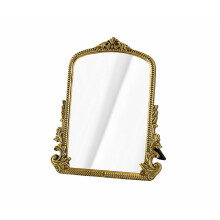 Vintage Bronze Vanity Mirror with Elegant Wood Frame, HD Reflection, Foldable Stand, 11.8 x 9.6