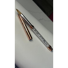 Nail Art Brush Set with Crystal Handle and Rose Gold Accents, Acrylic Liner and Detail Dual Brushes