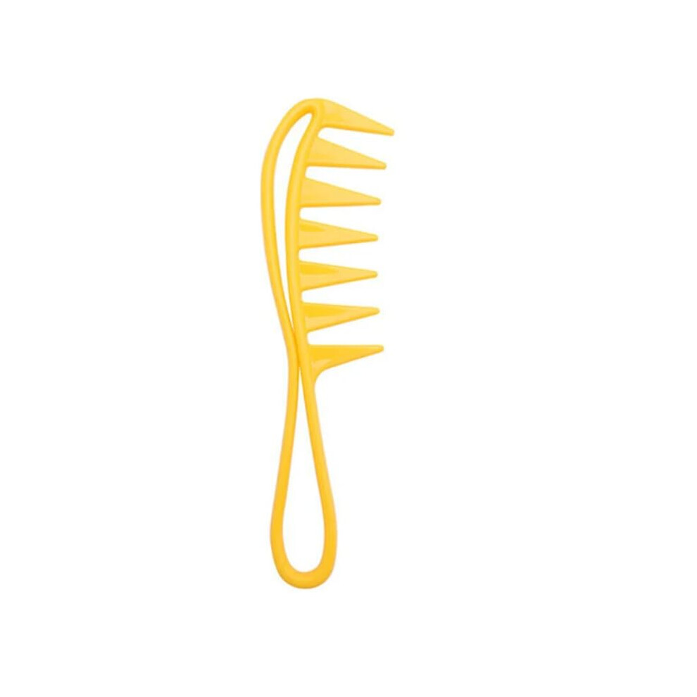 Wide Tooth Hair Comb Heat Resistant Plastic Barber Styling Tool for Curling and Shine, Yellow