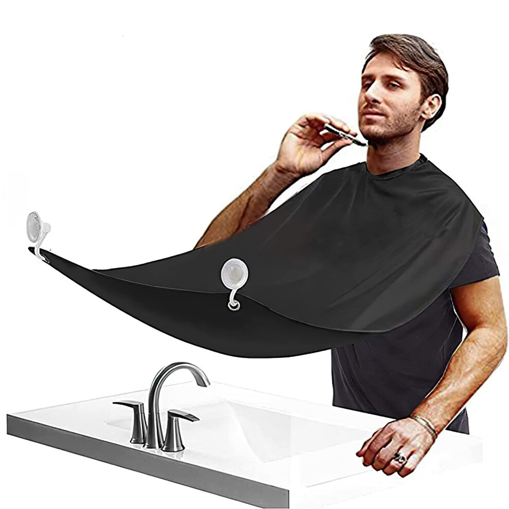 Beard Bib Hair Catcher with Suction Cups, Waterproof NoMess Beard Trimming Cape for Men