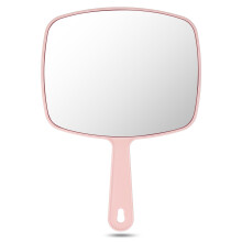 Large Handheld Mirror 10x7 Inch Square for Salon Haircuts Barber Makeup with Ergonomic Handle
