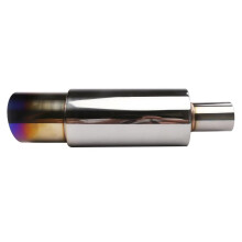 Car Exhaust Tip Stainless Steel Muffler Tip Blue Slant Cut 14.8in 2in Inlet 3.5in Outlet