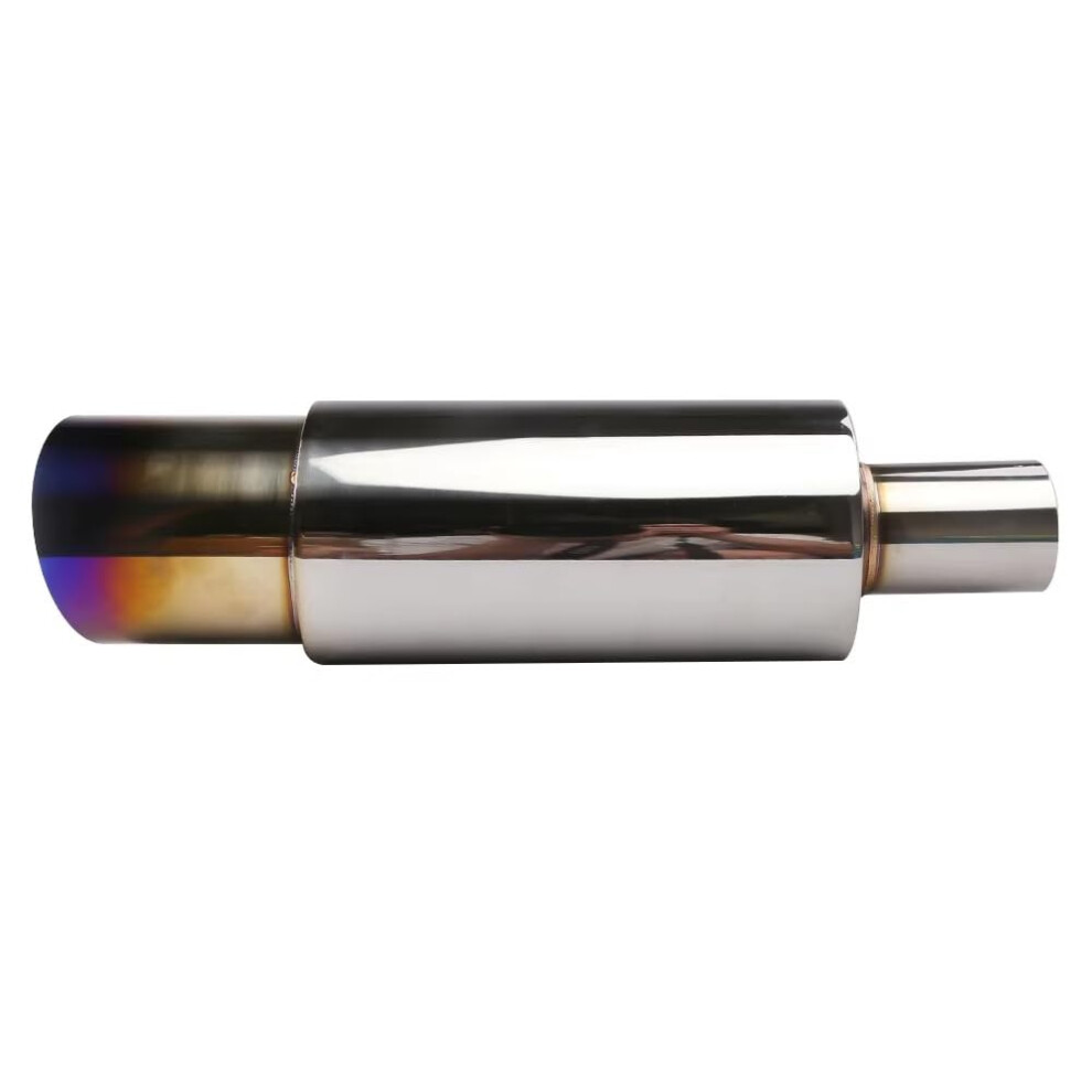 Car Exhaust Tip Stainless Steel Muffler Tip Slant Cut 14.8In 2In Inlet 3.5In Outlet Blue 9001264998721
