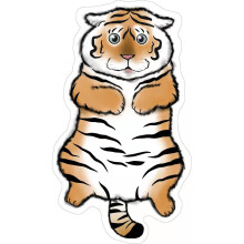 Cute Tiger Stickers Animal Print Small Area Carpet, Hand Washable Faux Cowhide Leather for Holiday Decoration