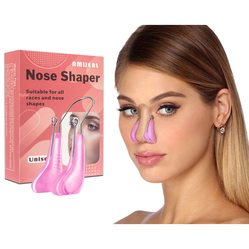 Pink Nose Shaper Slimming Clip With Soft Silicone, Adjustable Pain Nose Bridge Straightener