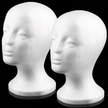 2 Pack Foam Mannequin Head with Stable Ergonomic Base for Wig and Hat Display Styling