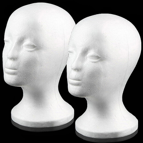 2 Pack Foam Mannequin Head with Stable Ergonomic Base for Wig and Hat Display Styling