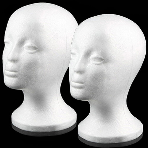 2 Pack Foam Mannequin Head with Stable Ergonomic Base for Wig and Hat Display Styling 1