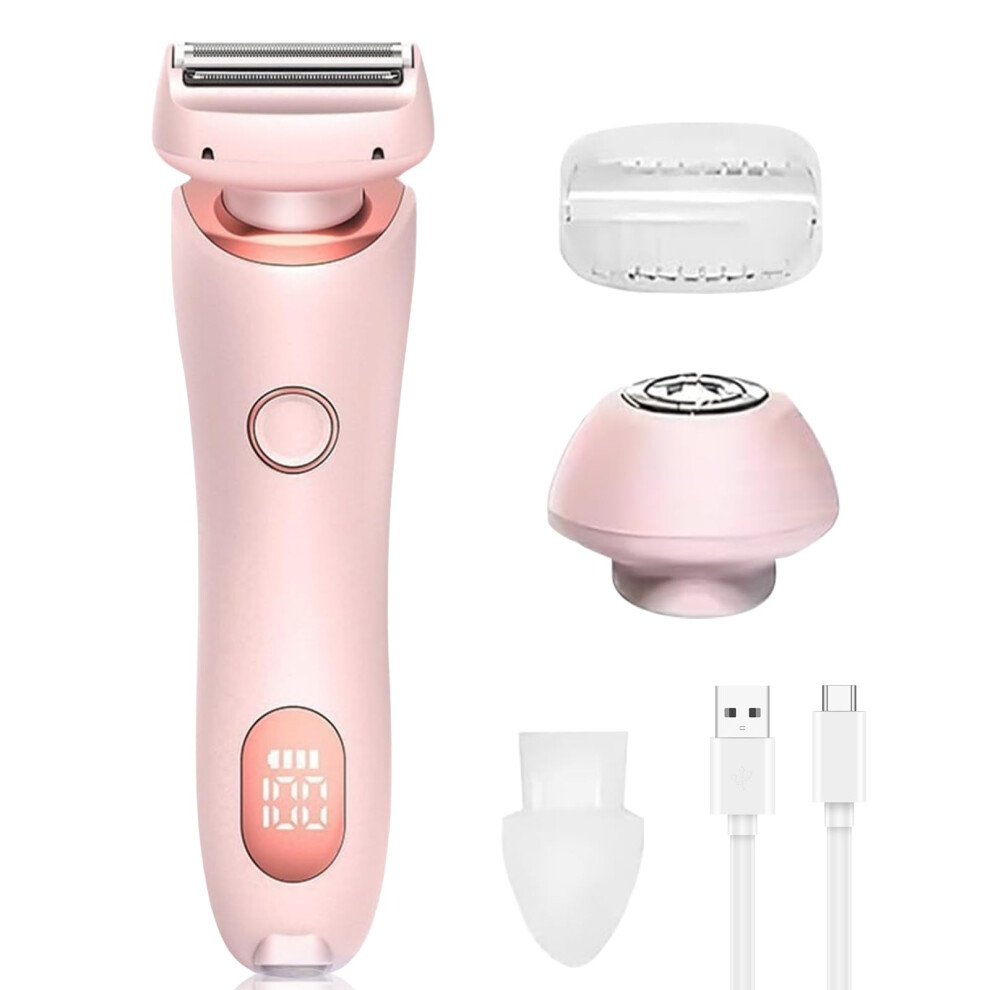 Women's Electric Shaver and Bikini Trimmer, 2 in 1 Razor, IPX7 Waterproof, Painless Hair Removal, USB Fast Charging