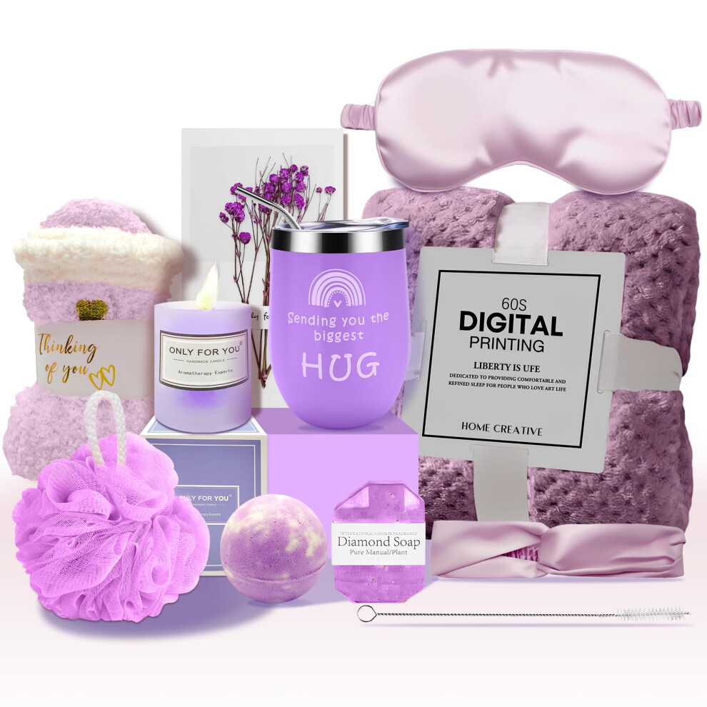 Spa Gift Basket for Women with Blanket Candle Socks Soap  Luxurious Self Care Gift Set for Mom Wife Sister