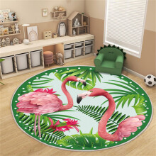 Rugs Pink Flamingo Print Crystal Velvet Round Rug 80cm Flamingo 4 NonSlip Washable Living Room Corridors