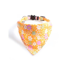 Bandana Cat Collars and Bell Breakaway Buckle Safe Quick Release Orange Floral Bandana Adjustable Size