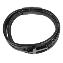 Bracciale in pelle da uomo, bracciale in pelle fatto a mano con design a croce, cinturino regolabile per un comodo utilizzo, accenti in acciaio