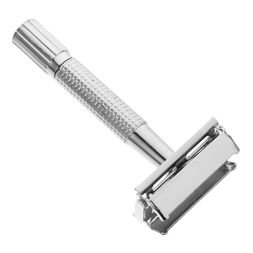 Vintage Safety Razor for Men, Stainless Steel Double Edge Beard Shaving with Long Handle