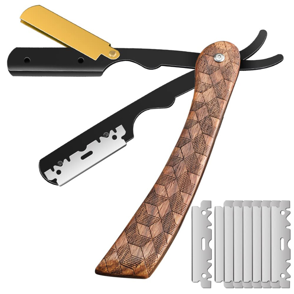 Professional Barber Straight Razor with 100 Blades Stainless Steel for Precision Beard Trimming