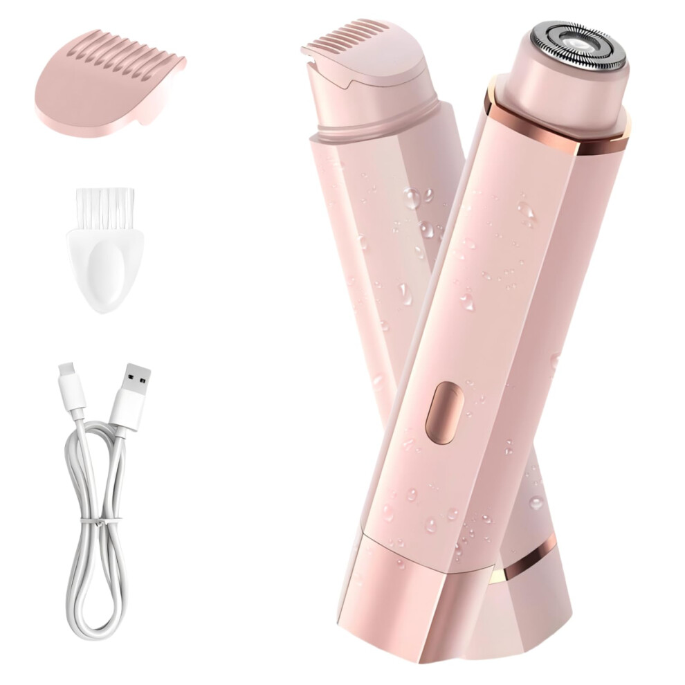 Pink Women's Electric Shaver And Bikini Trimmer, Dualhead, Ipx7 Waterproof, Usb Rechargeable, Full Body Use,
