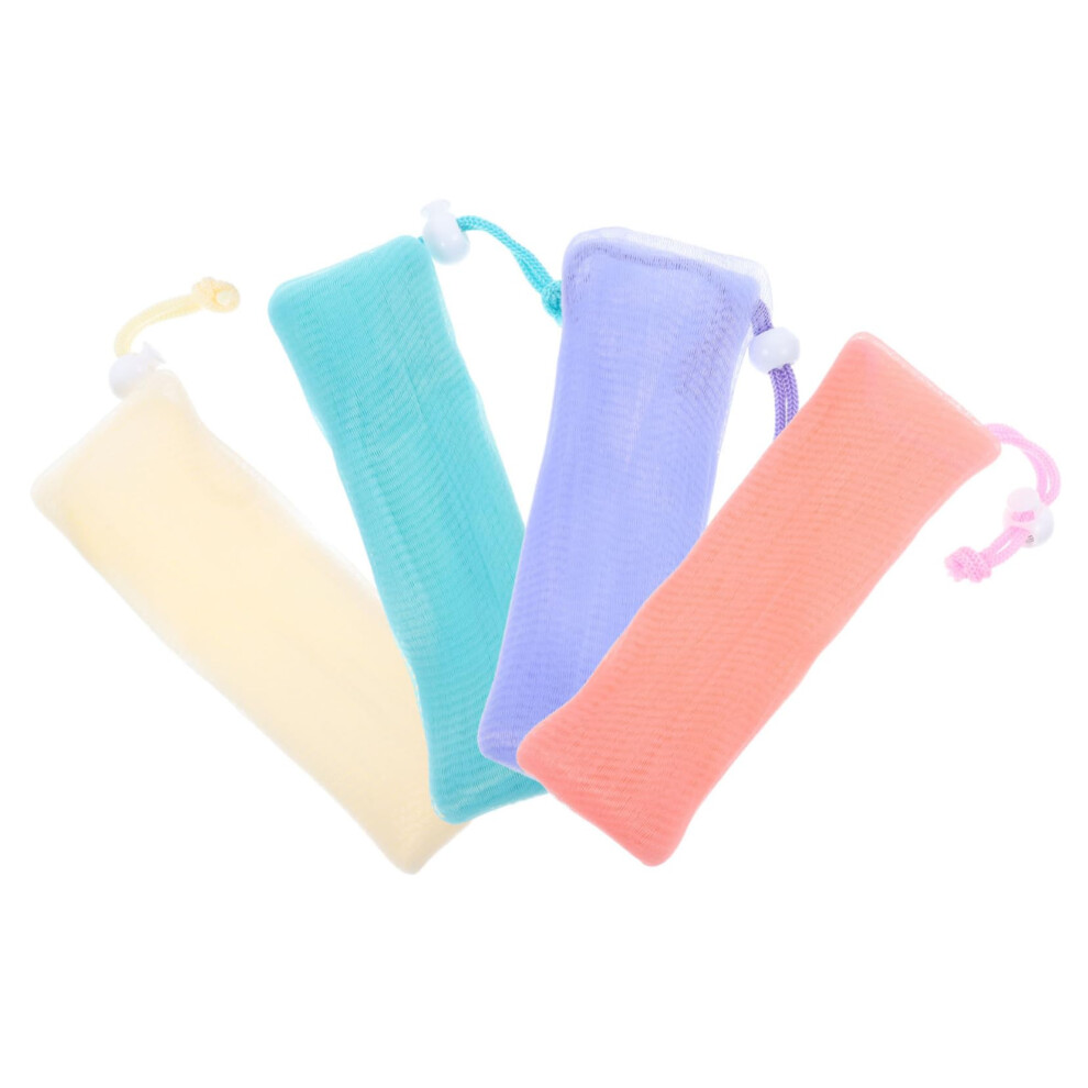 4pcs Exfoliating Mesh Soap Saver Bags with Rich Foam for Gentle Facial and Body Cleansing