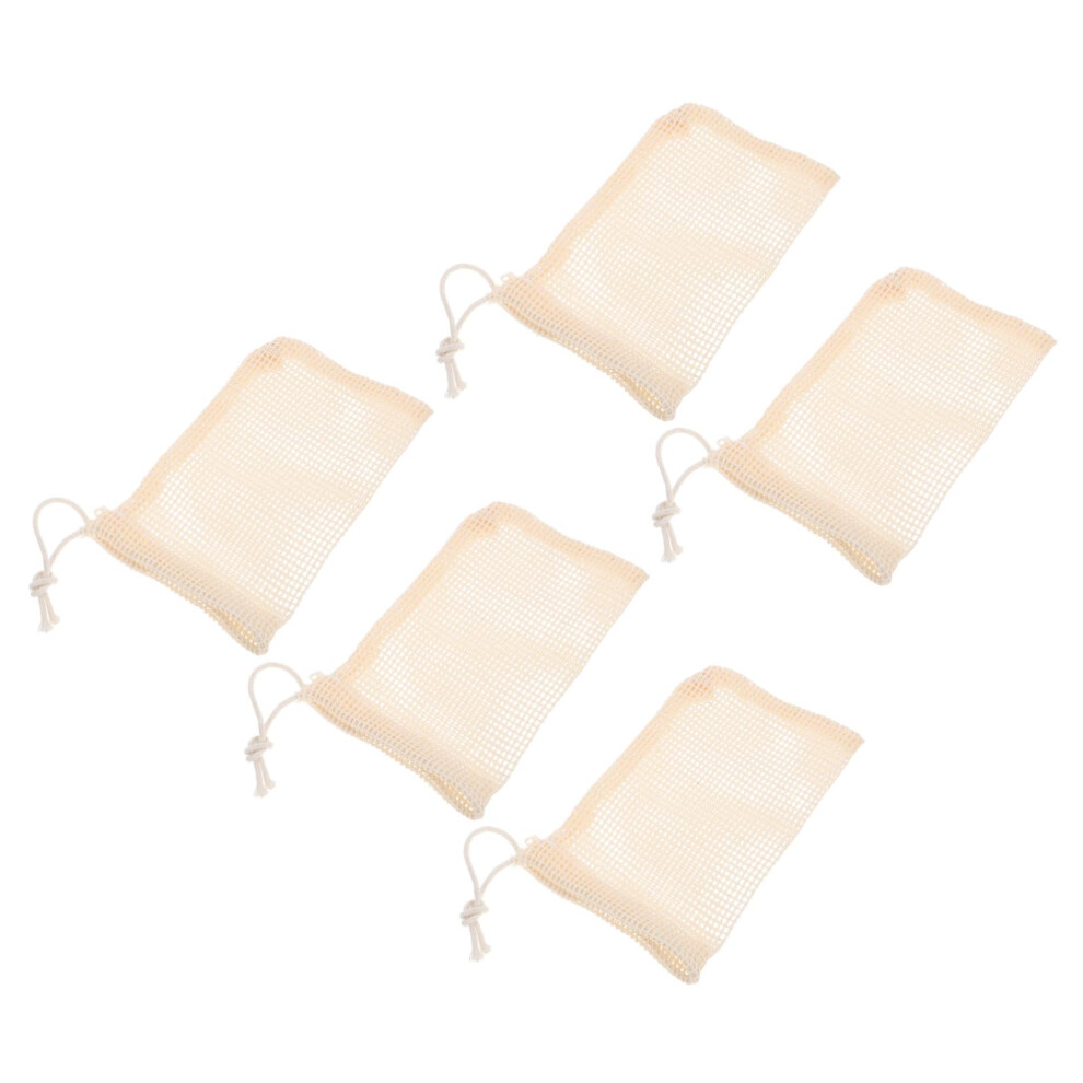 5Pcs Natural Sisal Soap Saver Bag with Drawstring, Exfoliating Mesh Pouch for Shower and Travel