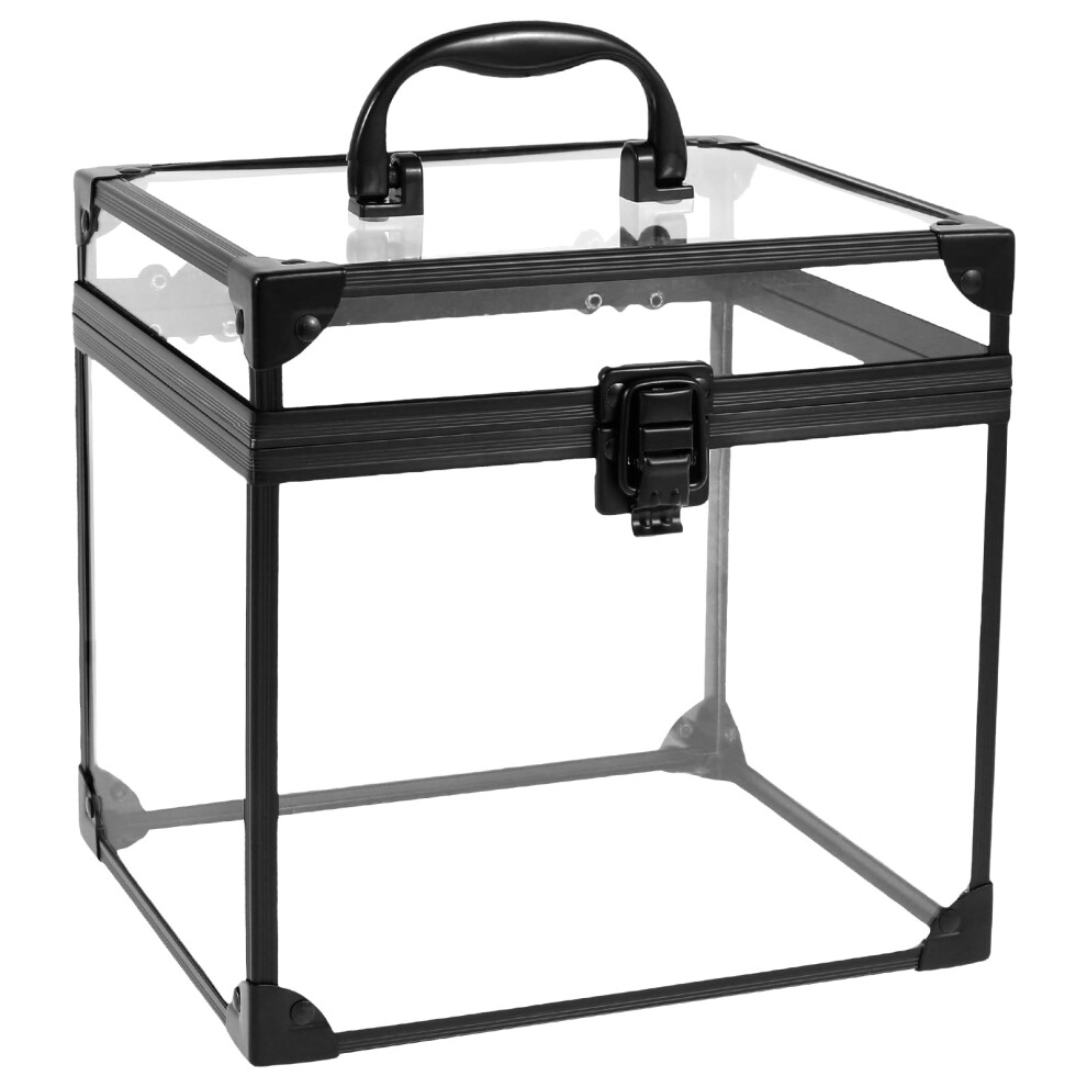 Black Makeup Train Case Clear Acrylic Large Capacity Lockable Cosmetic Organizer With Handle