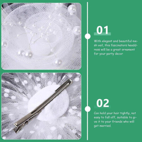 Fascinator Hats White Headwear for Decoration 3Sets for Wedding Parties 2